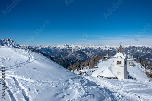 The sanctuary of Lussari in a winter day © zakaz86