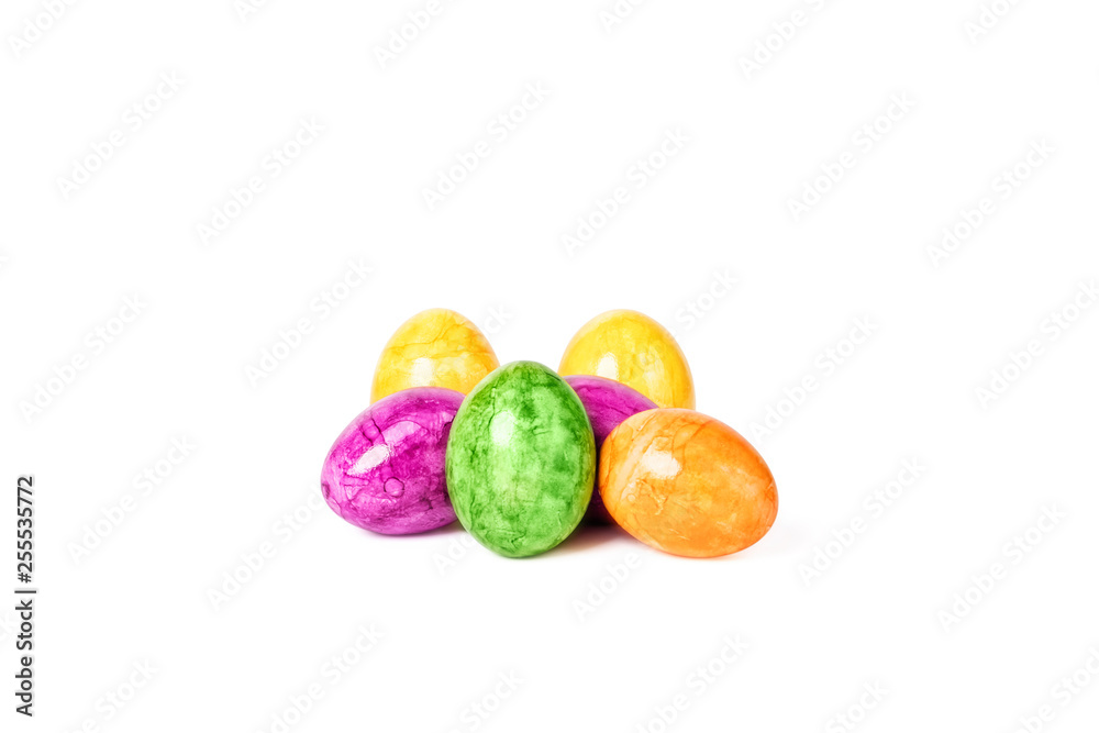 Different decorative Easter eggs isolated on white background