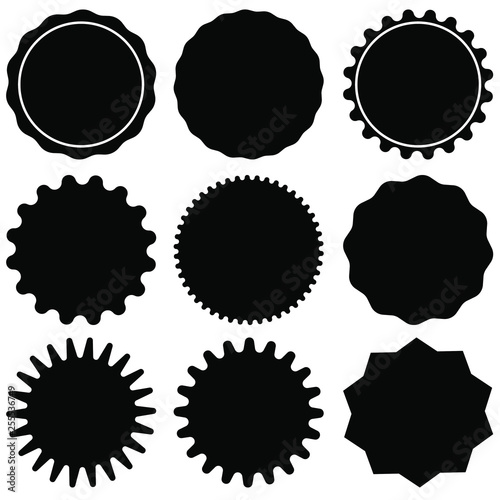 Set of vector starburst, sunburst badges. Design elements - best for sale sticker, price tag, quality mark. Flat vector illustration isolated on white background.