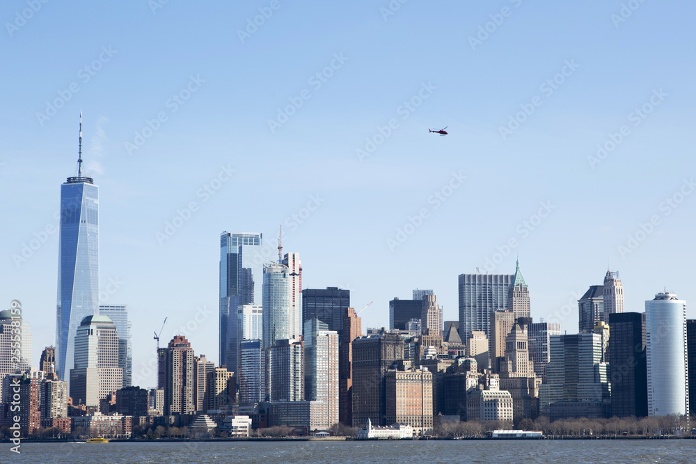 The Manhattan skyline seen from the Hudson river The Manhattan skyline seen from the Hudson river