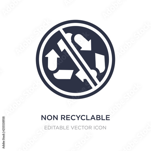 non recyclable icon on white background. Simple element illustration from Shapes concept. photo