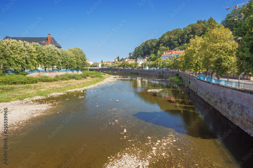 View to the north from the Clemenceau bridge over the Moselle in Epinal