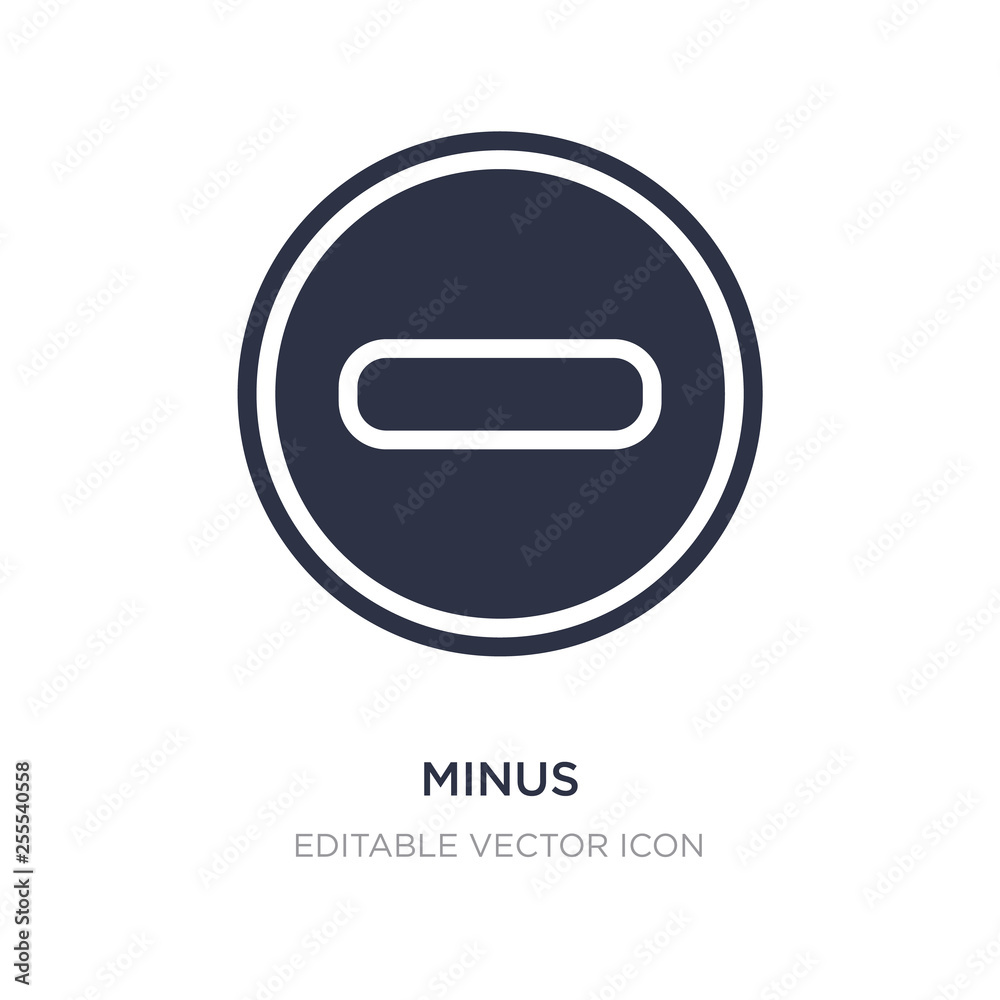 minus icon on white background. Simple element illustration from Signs concept.
