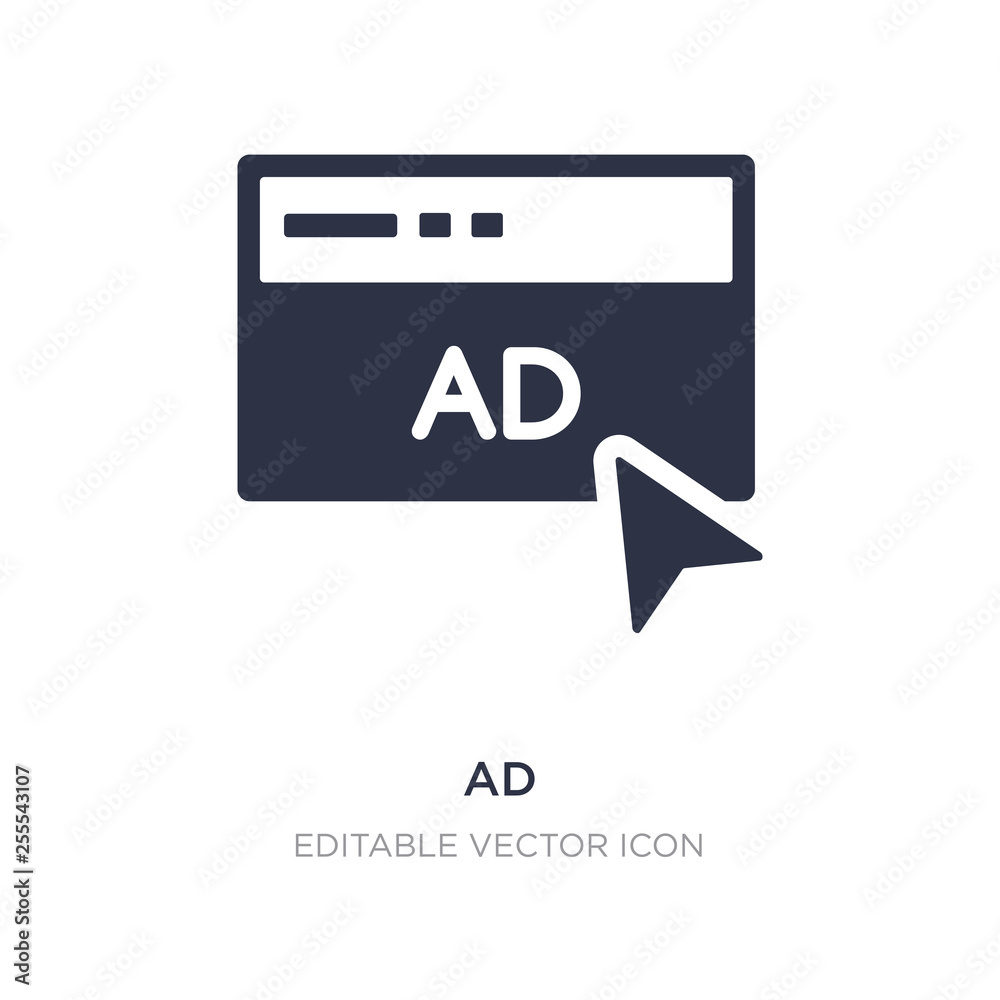 ad icon on white background. Simple element illustration from Social media marketing concept. ad icon on white background. Simple element illustration from Social media marketing concept.