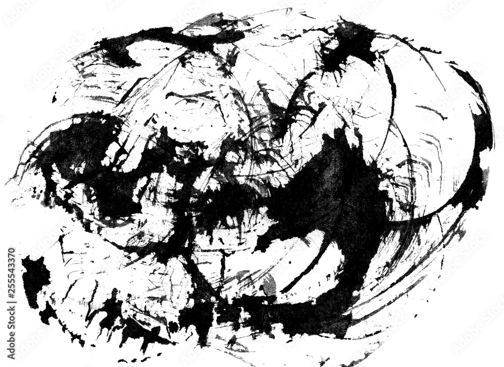 Obraz premium Watercolor abstract black&white background. Dirty texture. Raster format.