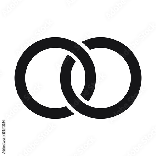 Interlocking circles, rings contour. Circles, rings concept icon. Vector illustration on white background. 