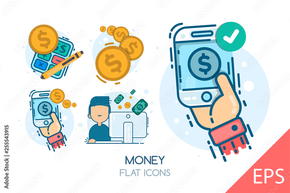 Money. Vector modern line design illustration icons