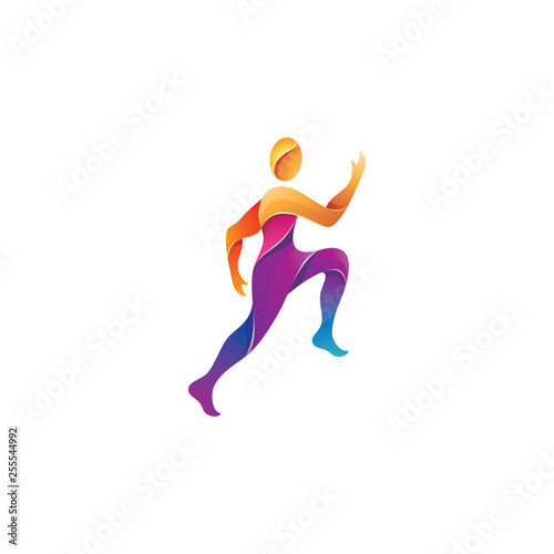 Abstract Gradient Color of Human People Sport Running Active Move Logo Icon