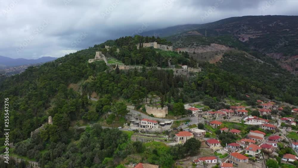 Aerial drone video of iconic Venetian port and castle of Nafpaktos famous from battle of Lepanto a historic event of great importance, Aitoloakarnania, Greece Aerial drone video of iconic Venetian port and castle of Nafpaktos famous from battle of Lepanto a historic event of great importance, Aitoloakarnania, Greece