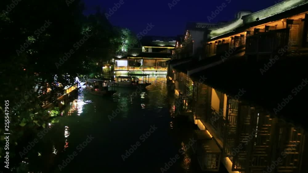 night Wuzhen, , an ancient water town in Zhejiang, lies at the riverside of Beijing-Hangzhou Grand Canal. night Wuzhen, , an ancient water town in Zhejiang, lies at the riverside of Beijing-Hangzhou Grand Canal.