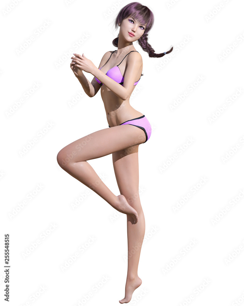 3D beautiful summer beach woman swimsuit bikini.Summer rest.Conceptual fashion art.Seductive candid pose.Realistic render illustration.Isolate 3D beautiful summer beach woman swimsuit bikini.Summer rest.Conceptual fashion art.Seductive candid pose.Realistic render illustration.Isolate