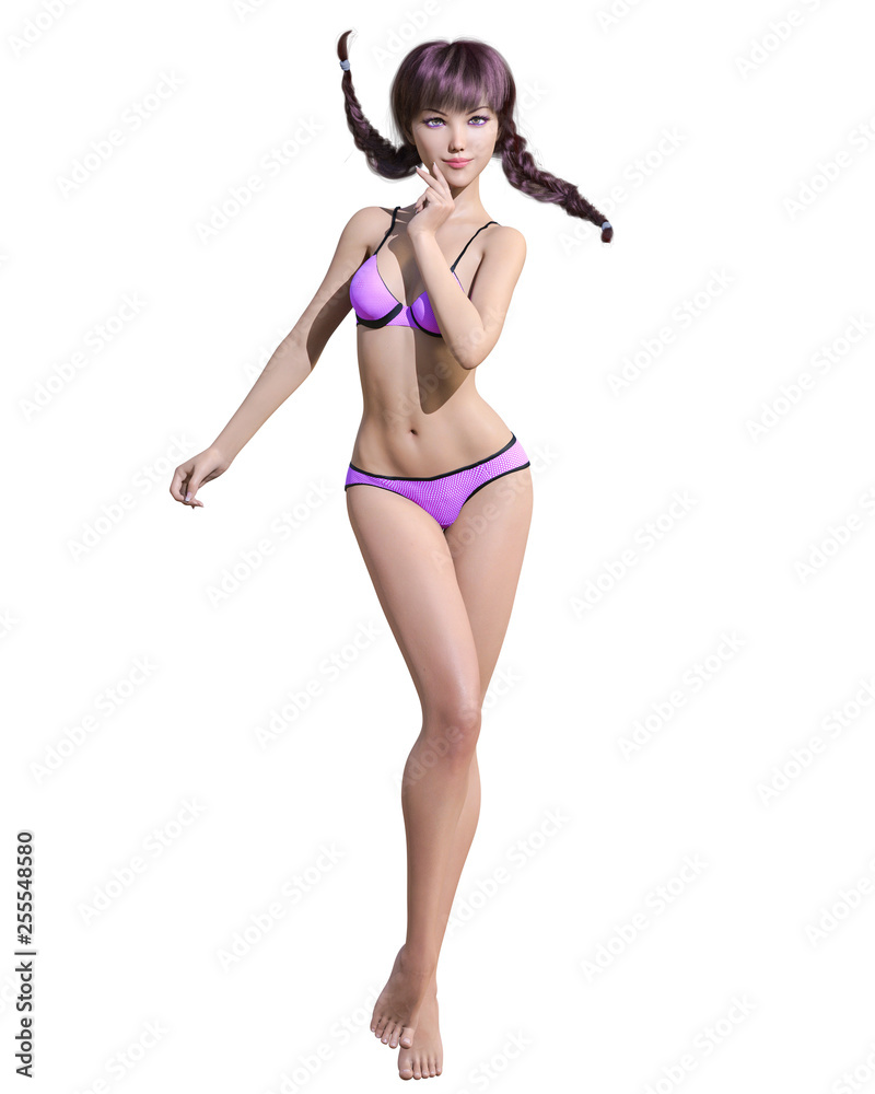 3D beautiful summer beach woman swimsuit bikini.Summer rest.Conceptual fashion art.Seductive candid pose.Realistic render illustration.Isolate 3D beautiful summer beach woman swimsuit bikini.Summer rest.Conceptual fashion art.Seductive candid pose.Realistic render illustration.Isolate