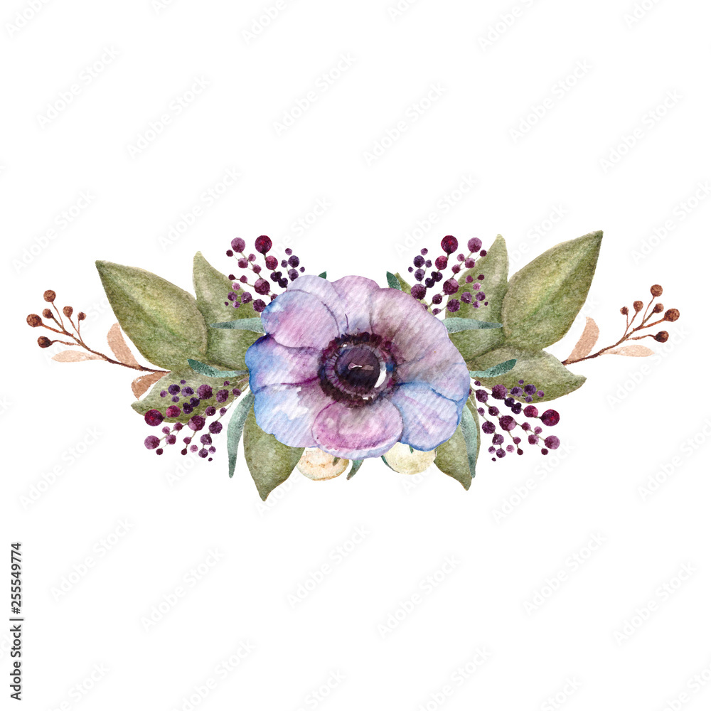 Watercolor flowers, Floral bouquet illustration, Botanical art for ...