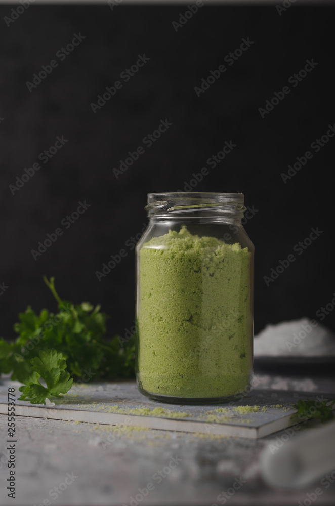 Homemade bio flavored salt with herbs Homemade bio flavored salt with herbs