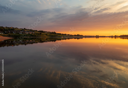 Fototapeta Naklejka Na Ścianę i Meble -  Sunset on a lake in Hohenrode in Germany