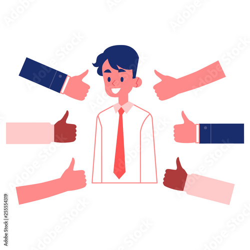 Vector best worker approval concept happy man