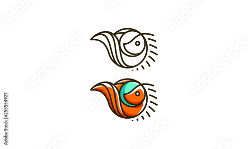 fish line art logo icon vector