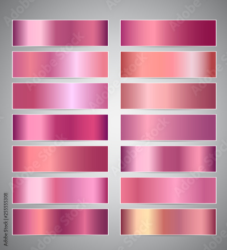 Set of rose gold or shiny pink gradient banners templates or website headers photo