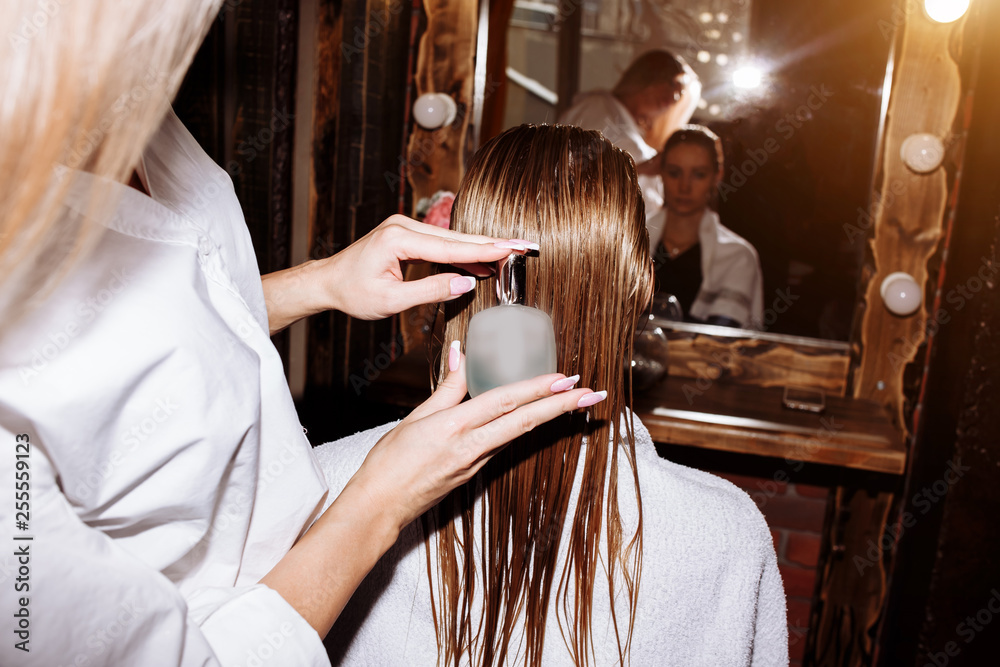Beautiful woman in hair salon Beautiful woman in hair salon