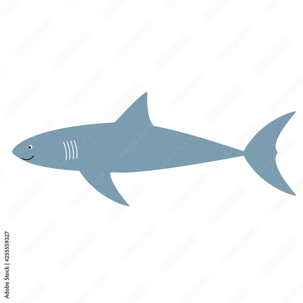 Fototapeta premium shark flat color art illustration