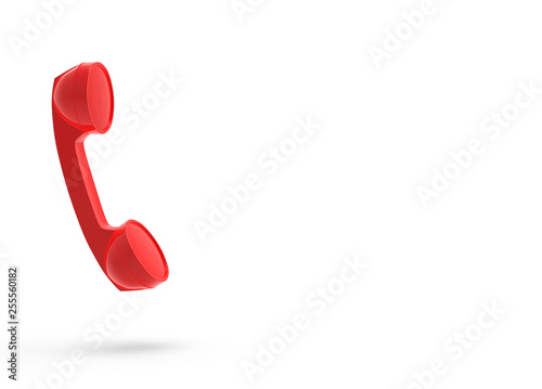 Telephone Handset Red Color, 3D Rendering