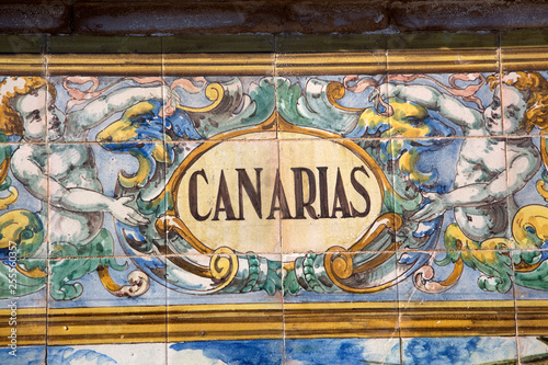 Canarias - Canary Islands Sign; Plaza de Espana Square; Seville