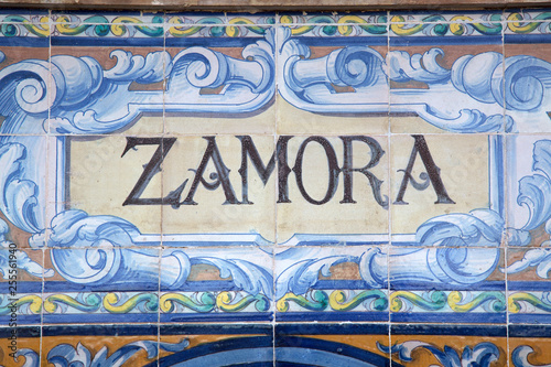 Zamora Sign; Plaza de Espana Square; Seville