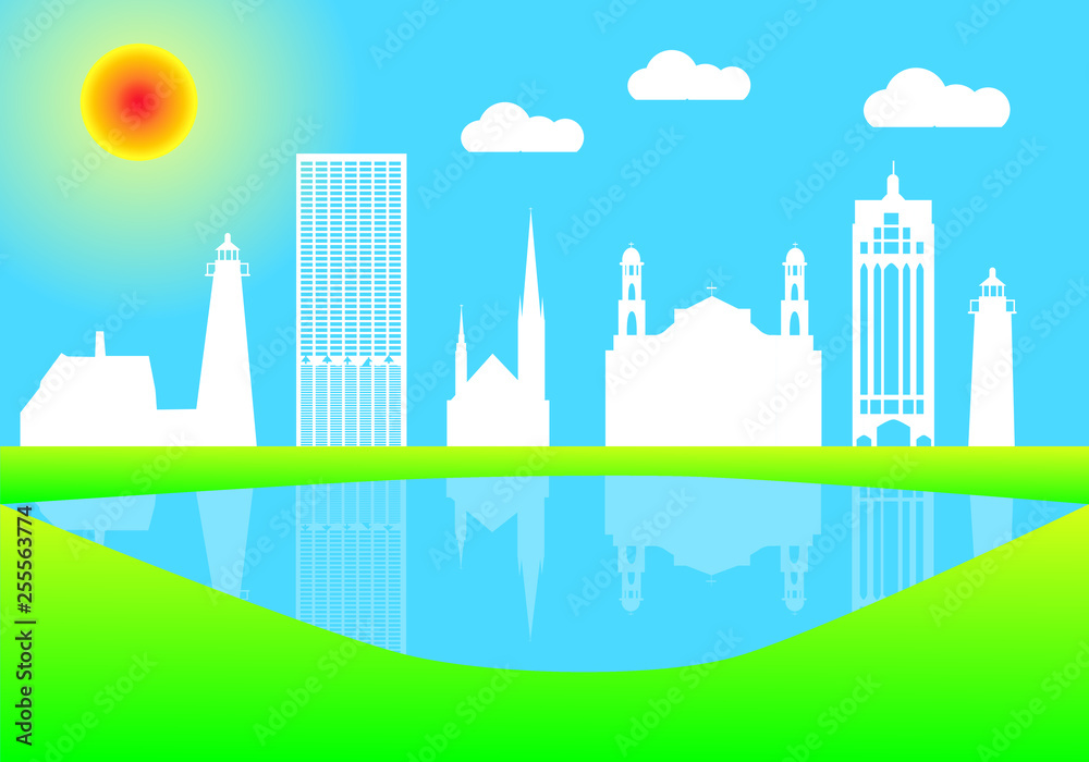 Fototapeta premium colorful milwaukee city skyline