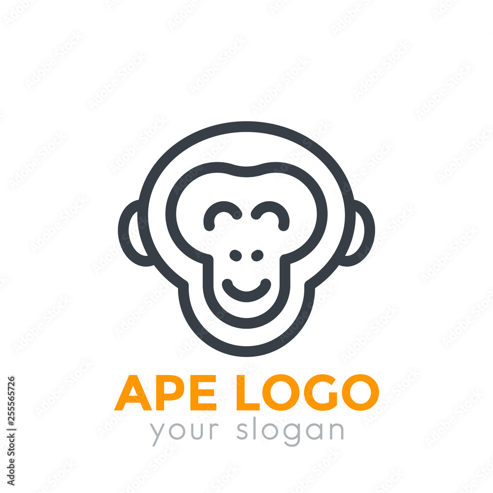 ape logo element, chimp linear icon