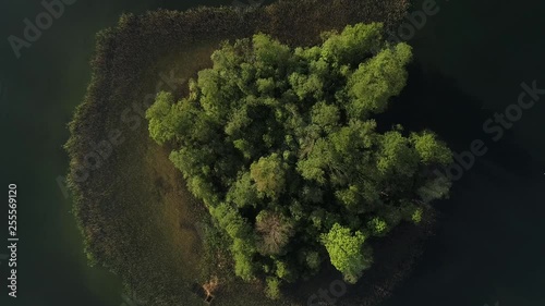 Overhead drone spin over the green fairy isle