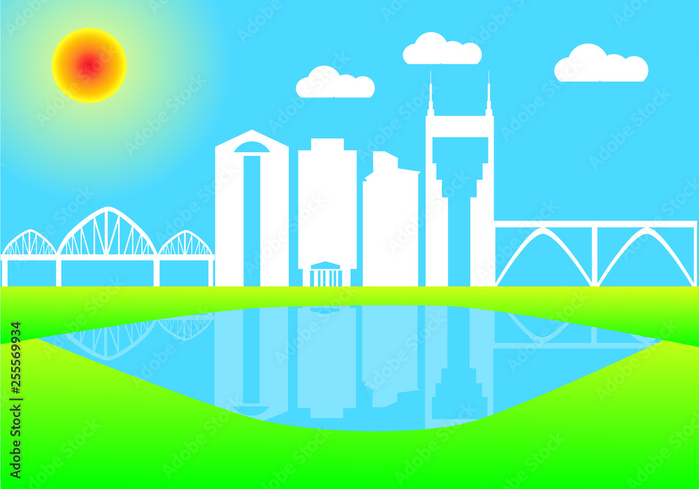 Fototapeta premium city skyline of colors nashville