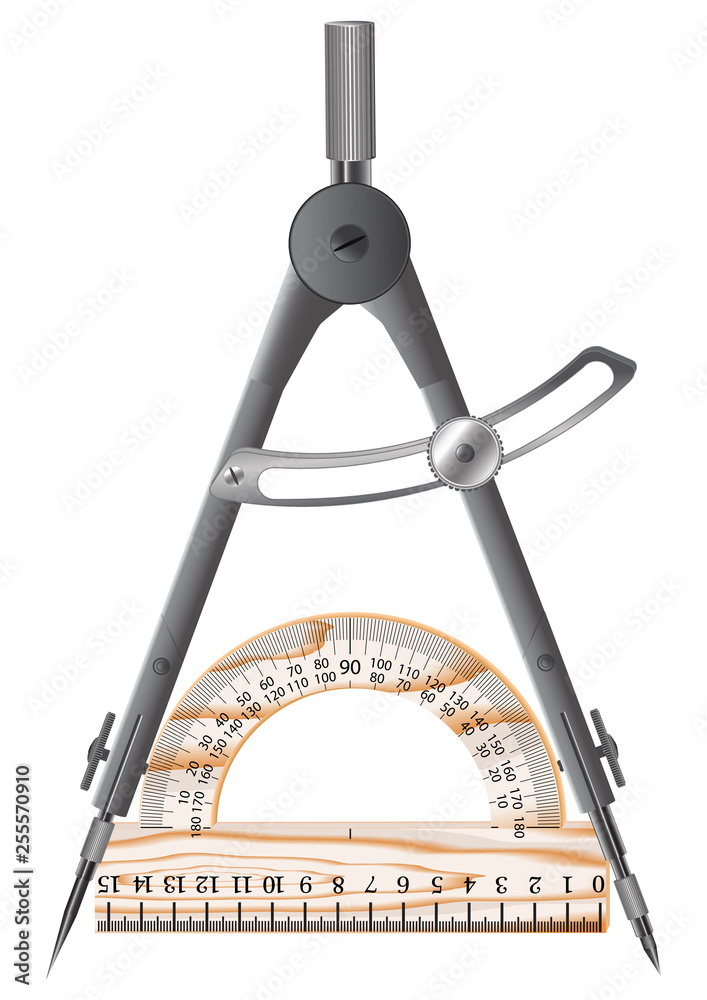 Metal Compass For Use In Drawing Works And Geometry Lessons Schoolchildren And Students In Educational Institutions Triangle Compass Protractor A Set Of Pupils Stock Vector Adobe Stock