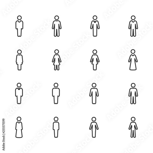 Vector set of avatars people line icons.