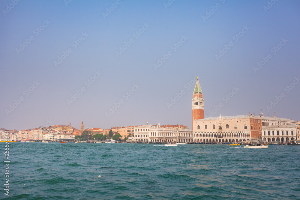 VENICE, ITALY - OCTOBER 06, 2017: Doge's palace and Campanile on Piazza di San Marco, Venice, Italy