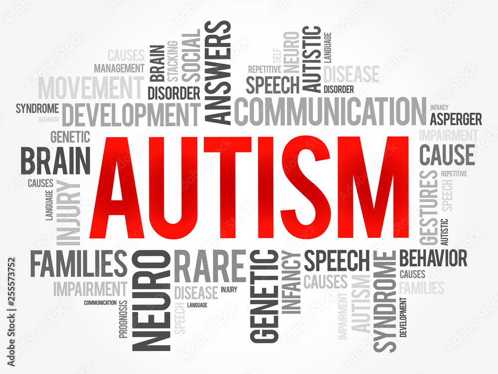Autism word cloud collage, health concept background