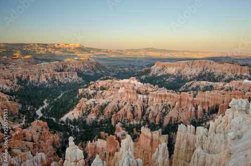 Bryce Amphitheater from near Inspiration Point at sunset, Bryce Canyon National Park, Utah, USA
