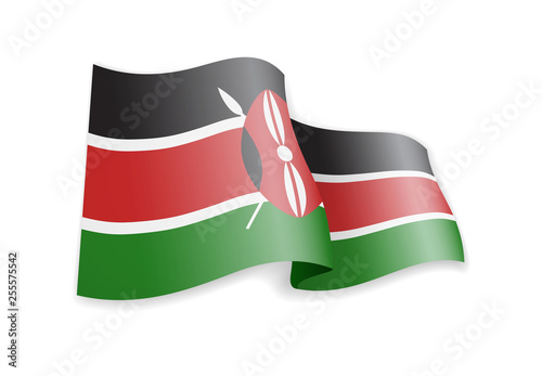 Kenya flag in the wind. Flag on white vector illustration
