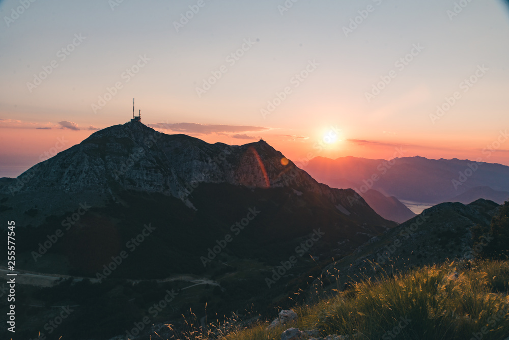 panoramic view of lovcen national park in montenegro on sunset. summer travel