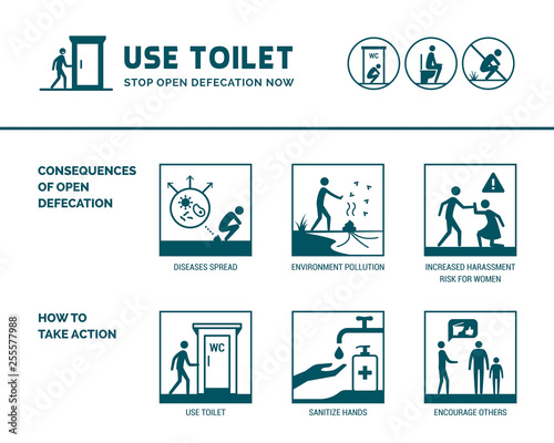 Stop open defecation healthcare infographic