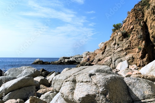 View of the Mediterranean coast with rocky shores from Spain.