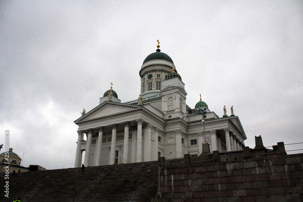 Cathedral of Helsinki view by cloudy morning, Finland