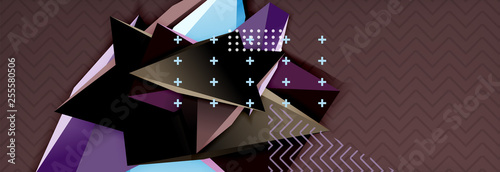 3d triangular shapes geometric background. Origami style pattern with triange shapes for decorative design. Poster design. Line design. Modern presentation template