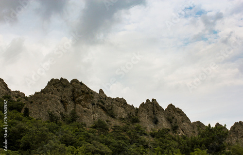 Rock landscape along the road.