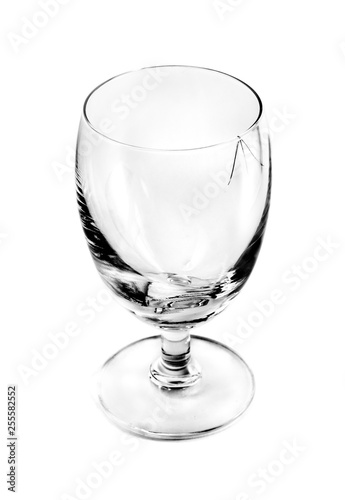 fracture wine glass on white background