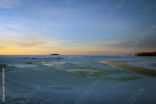 Frozen Bothnian Bay view near Kemi  Finland