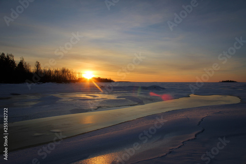 Frozen Bothnian Bay view near Kemi  Finland
