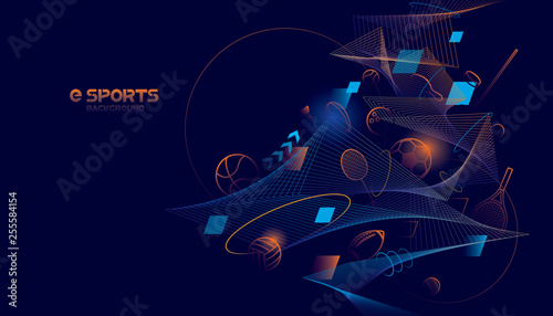 Vector esports with futuristic technology background design.