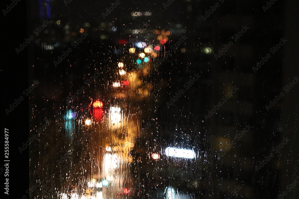 night window rainy