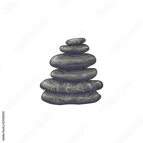 Spa stones in stack vector illustration in sketch style.