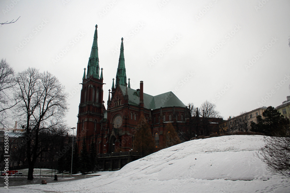 Saint John church in Helsinki view by winter, Finland